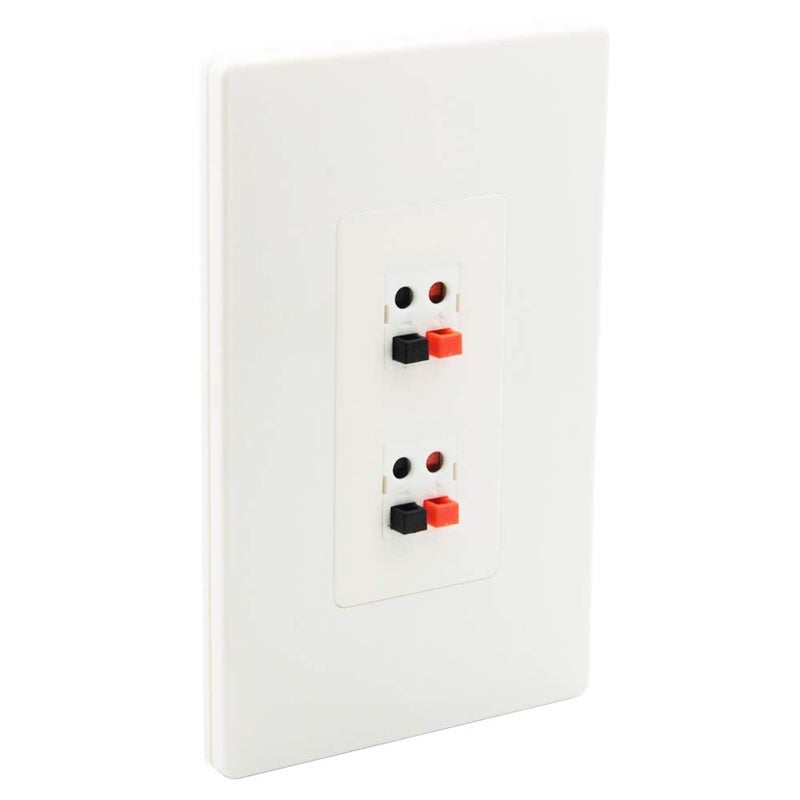 diyTech Premium 6 Speaker Wall Plate, Supports 6 Speaker Configurations, 1 Gang Screwless - White - Image 2